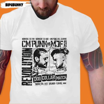 CM Punk T-Shirt  AEW Revolution Matchup CM Punk Vs MJF Dog Collar Match
