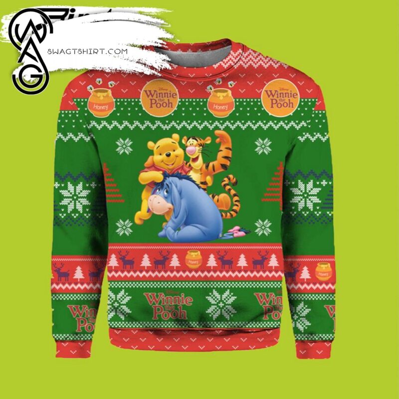 Disney Ugly Christmas Sweater Winnie The Pooh Eeyore Full Printing Merry Christmas