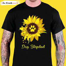 Dog Stepdad Sunflower Gift Love Dogs and Flowers Funny Step Dad Shirt