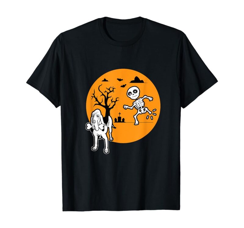 Funny Bloodhound Skeleton Bone Halloween Costume Dog Owners Funny Halloween Shirts