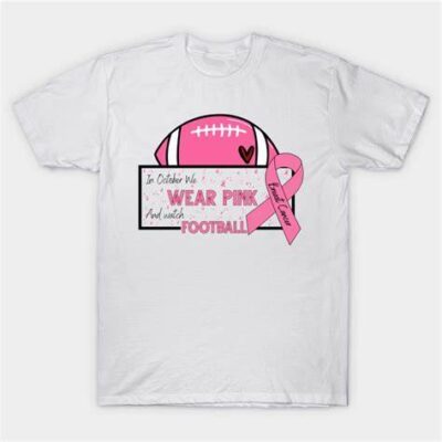 In October We Wear Pink Watch Football Breast Cancer Awareness T-Shirt