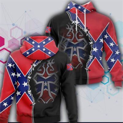 Rebel Confederate Flag Southern Hunting Cross Leather 3D All Over Printed Hoodie