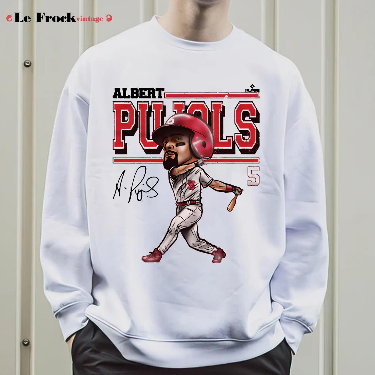 Albert Pujols T-Shirt St. Louis Baseball Albert Pujols St. Louis Cartoon WHT