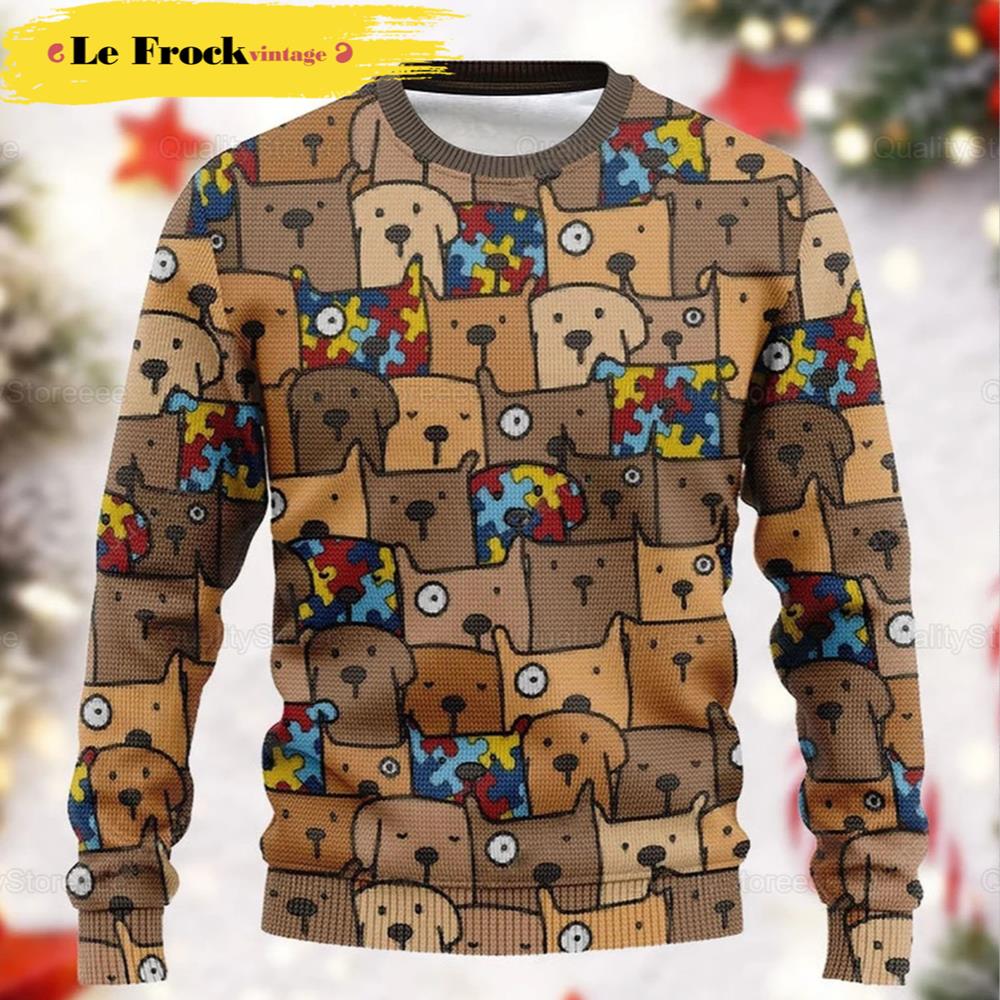 Autism Funny Autism Dog Lover Hoodie Pet Funny Dog Christmas Ugly Sweater