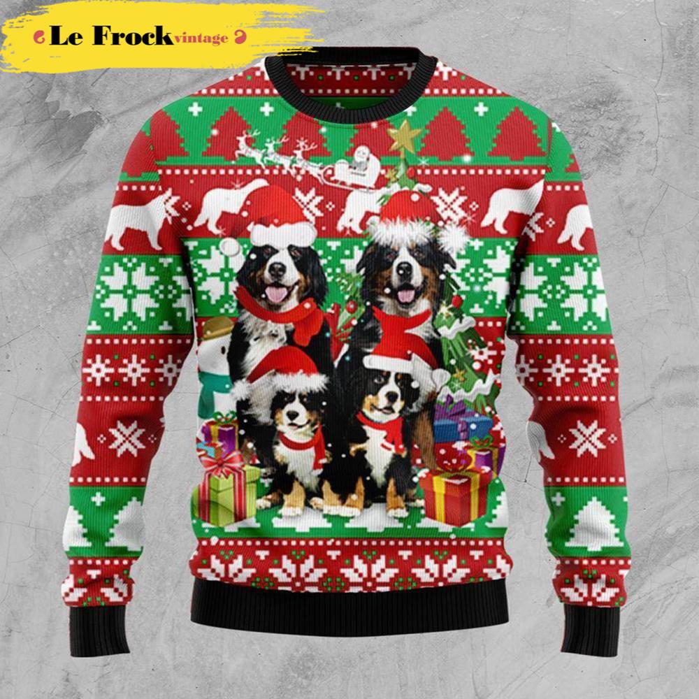 Bernese Mountain Dog Family Dog Ugly Christmas Sweater