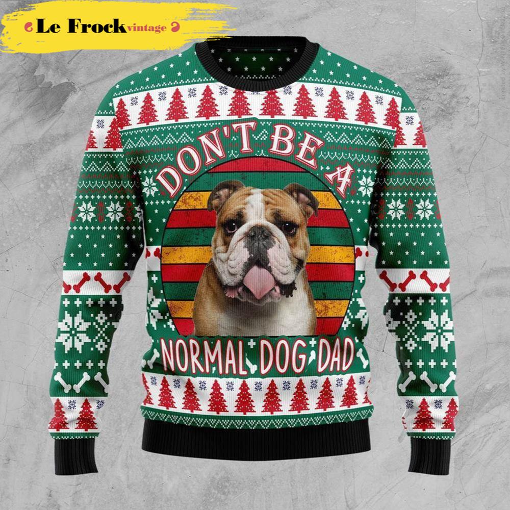 Bulldog Dog Dad Dog Ugly Christmas Sweater