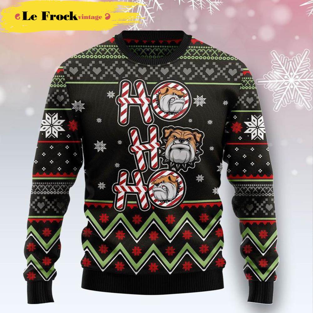 Bulldog Ho Ho Ho Dog Ugly Christmas Sweater