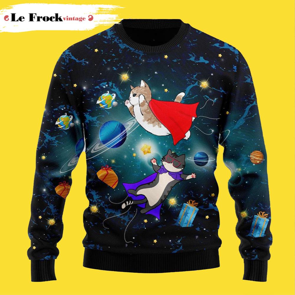 Cat Galaxy Cat Ugly Christmas Sweater