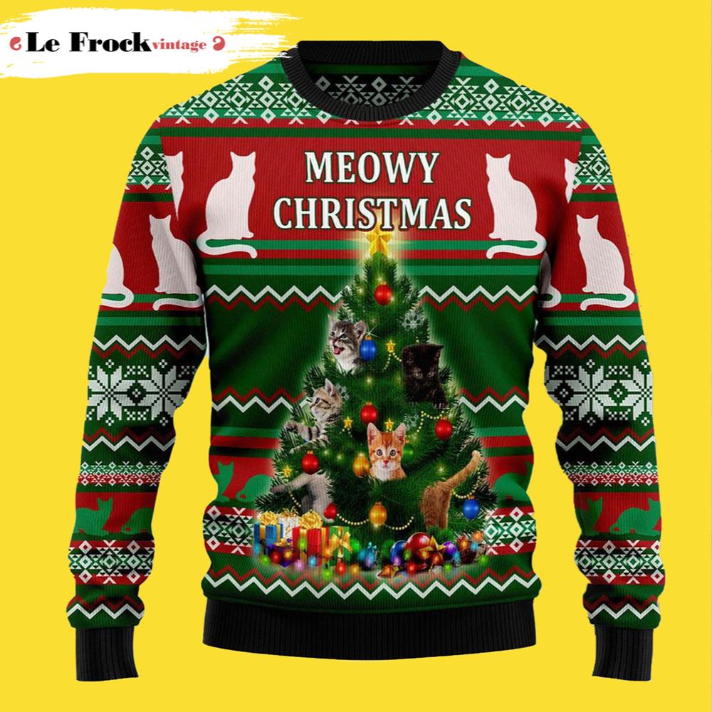 Cat Meowy Ugly Christmas Sweater