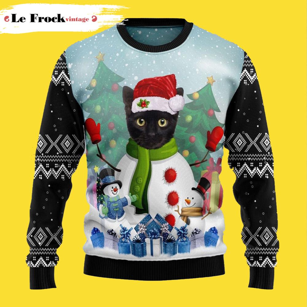 Cat Snowman Cat Ugly Christmas Sweater