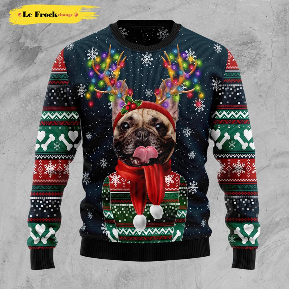 Cool French Bulldog Dog Ugly Christmas Sweater For Men And Women Gift For Christmas