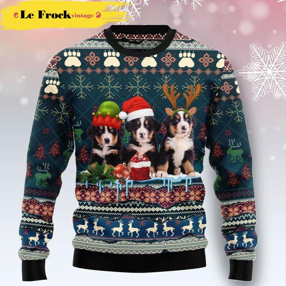 Cute Bernese Mountain Dog Christmas Dog Ugly Christmas Sweater