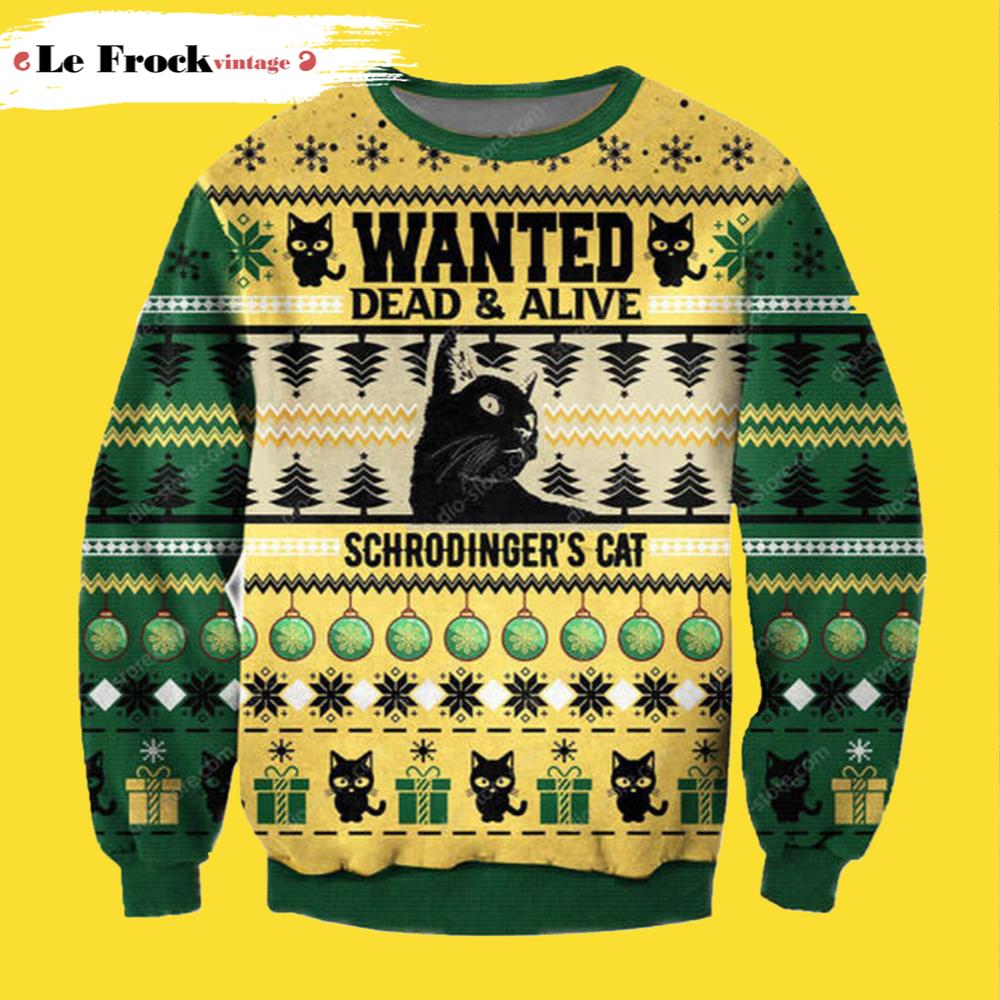 Dead Alive Schrodinger's Cat Ugly Christmas Sweater