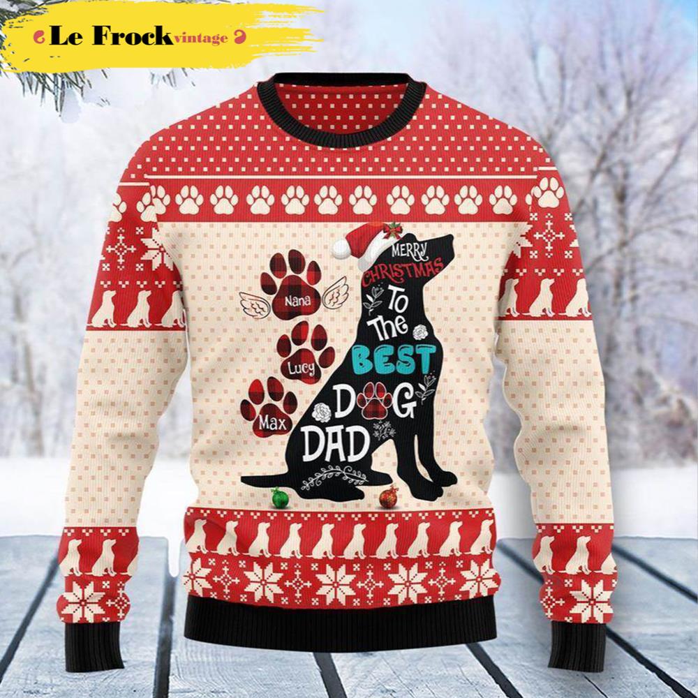 Dog Dad Christmas Personalized Dog Ugly Christmas Sweater