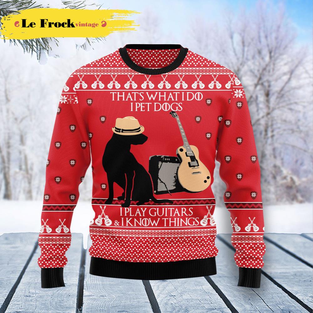 Dog Guitar That's What I Do Dog Ugly Christmas Sweater Gift For Christmas