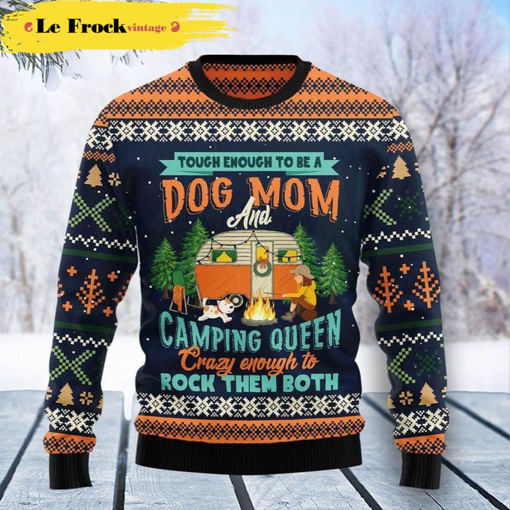 Dog Mom Camping Dog Ugly Christmas Sweater