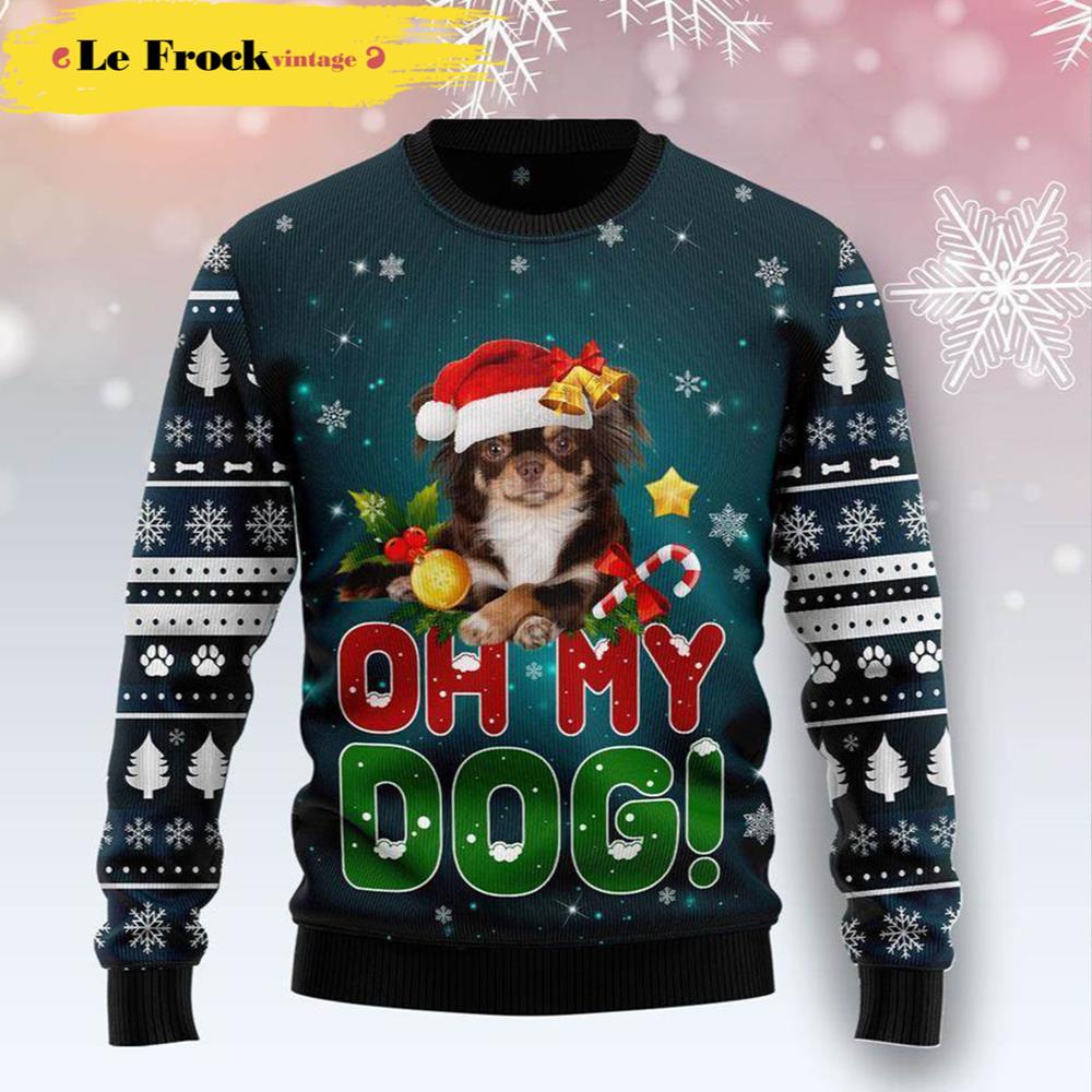 Dog Ugly Christmas Sweater Chihuahua Oh My Dog