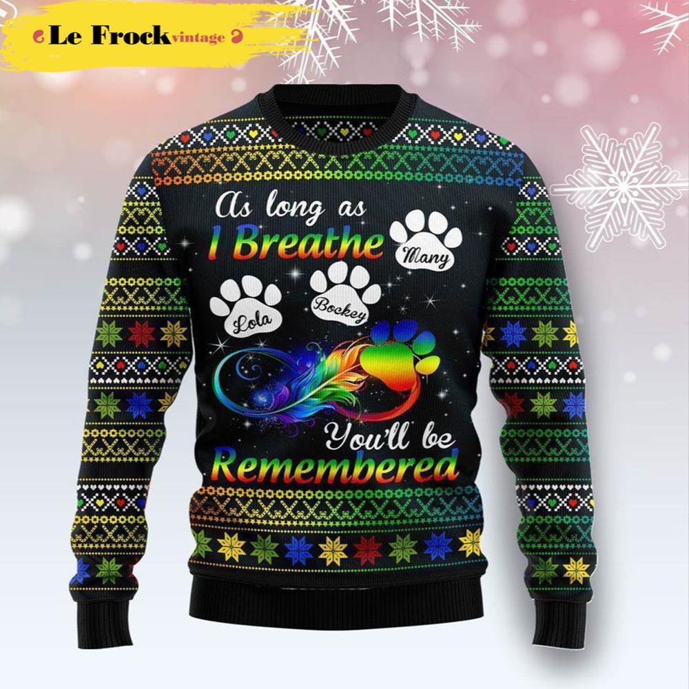 Dogs Will Be Remembered Personalized Dog Ugly Christmas Sweater