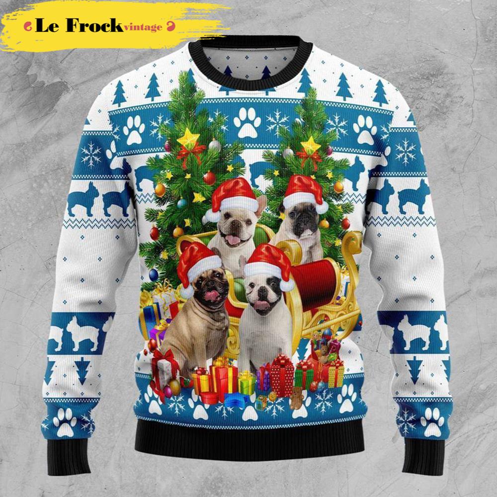 French Bulldog Greeting Dog Ugly Christmas Sweater