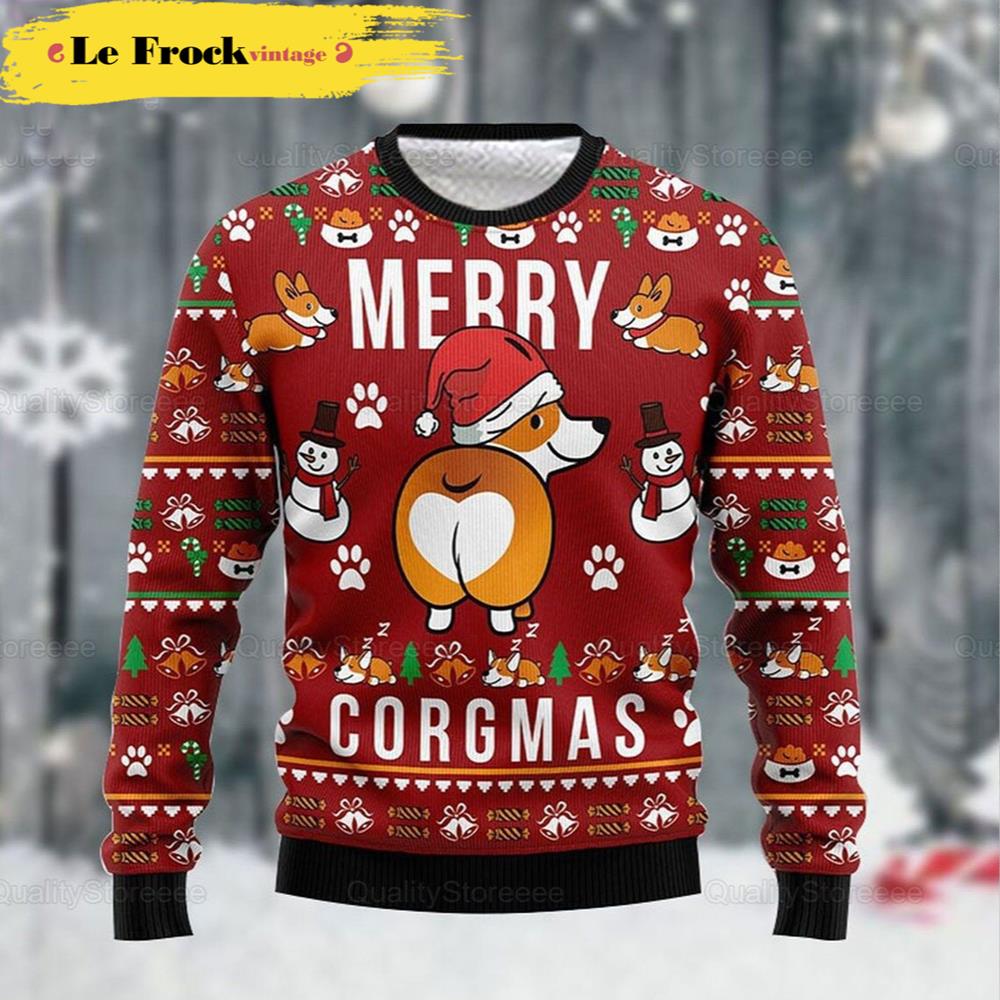 Funny Corgi Merry Xmas Dog Lover Dog Christmas Ugly Sweater