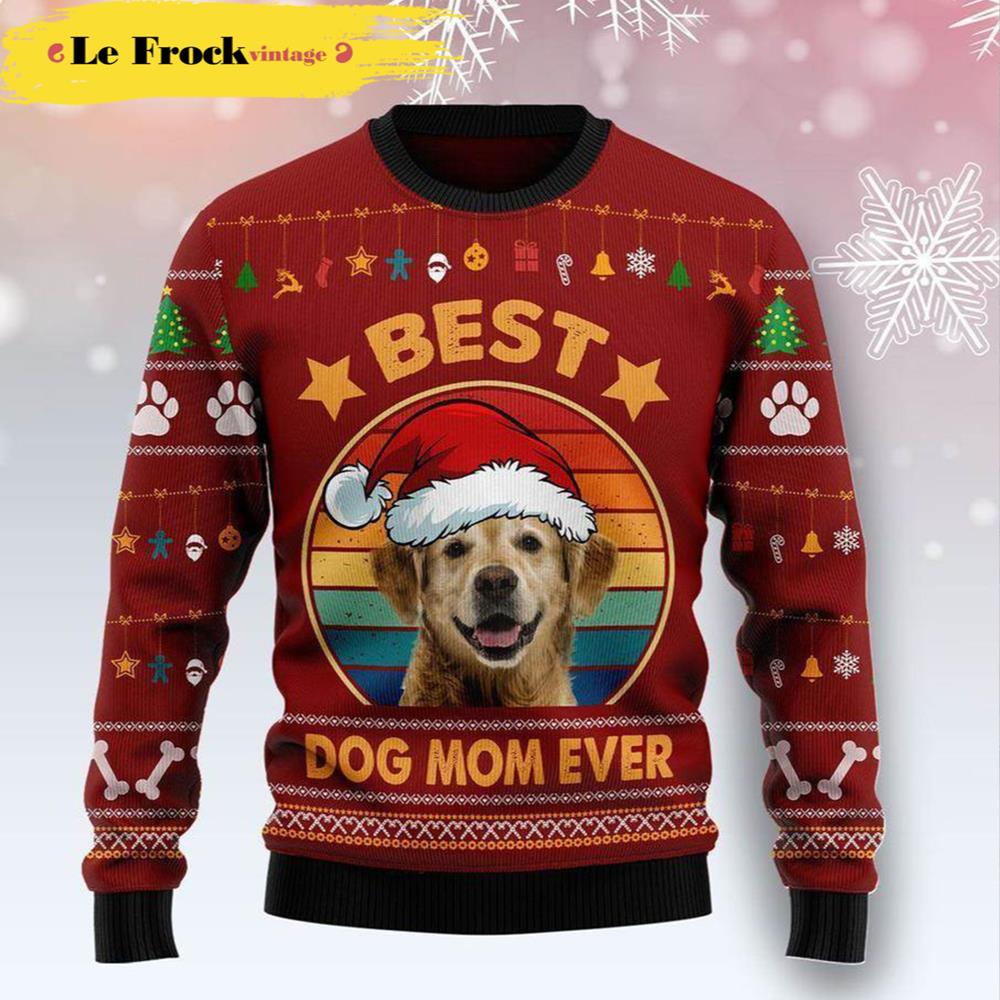 Golden Retriever Best Dog Mom Ever Dog Ugly Christmas Sweater