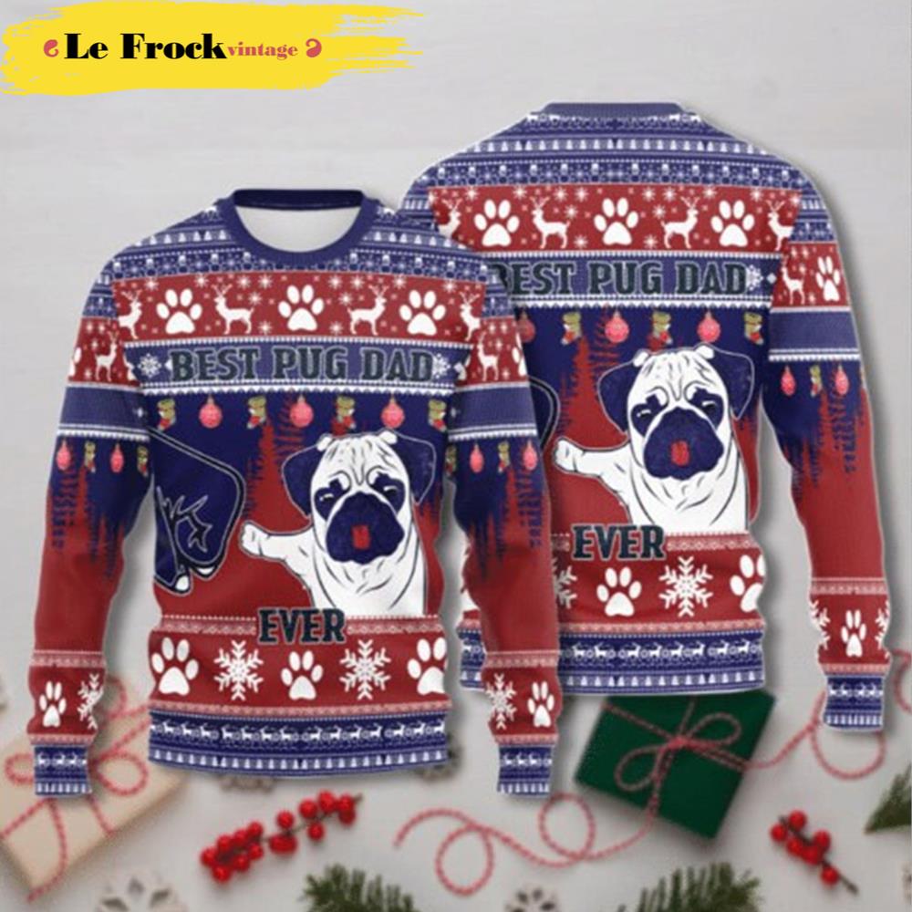 Graphic Dog Pug Funny Art Dog Christmas Ugly Sweater
