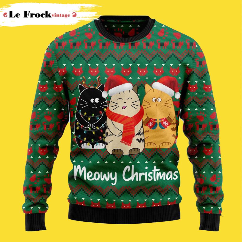 Lover Cat Meowy Ugly Christmas Sweater