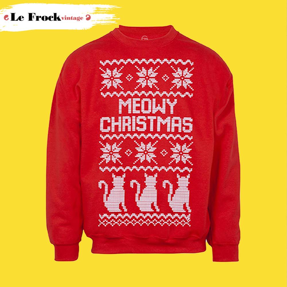 Mens Meow Christmas Cat Ugly Christmas Sweater