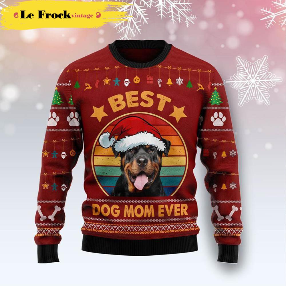 Rottweiler Best Dog Mom Ever Dog Ugly Christmas Sweater