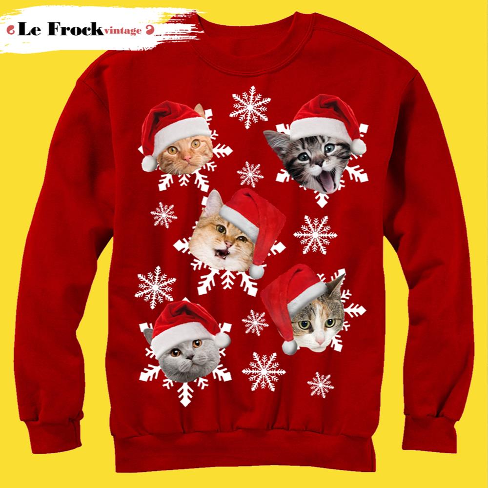 School Christmas Sweaters With Cat Ugly Christmas Sweater