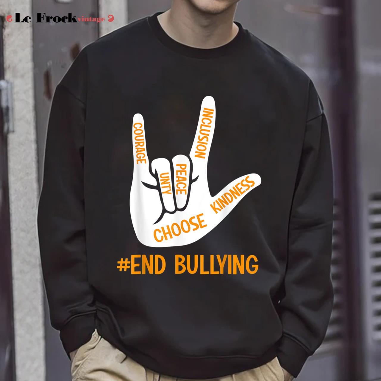 Unity Day Orange Kids 2022 Stop Bullying Love Sign Language T-Shirt
