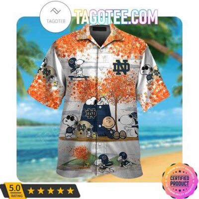 Notre Dame Fighting Irish Snoopy Autumn Aloha Hawaii Shirt Beach Shirt