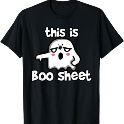 This Is Boo Sheet Funny Halloween Ghost Costume Distressed T-Shirt