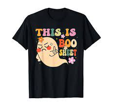 This Is Boo Sheet Ghost Groovy Floral Halloween Costume T-Shirt