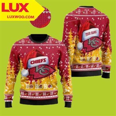 Custom Name Number Ugly Christmas Kansas City Chiefs Ugly Sweater