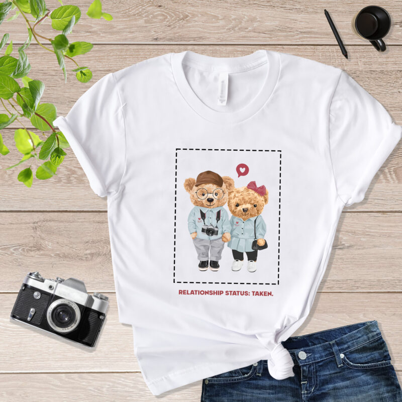 Cute Bear Couple With Relationship Status Teddy Bear T-shirt